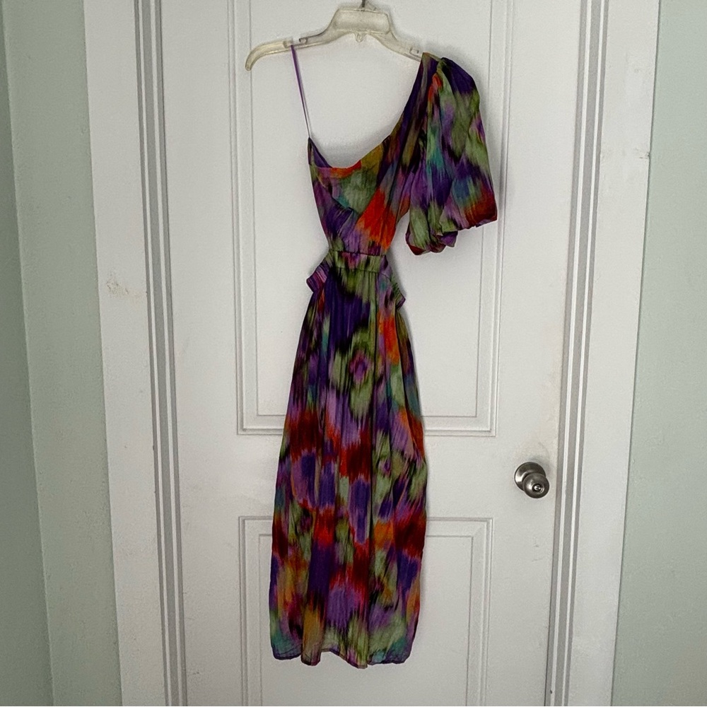 Karlie One-Shoulder Maxi Dress Purple Multicolor Lined